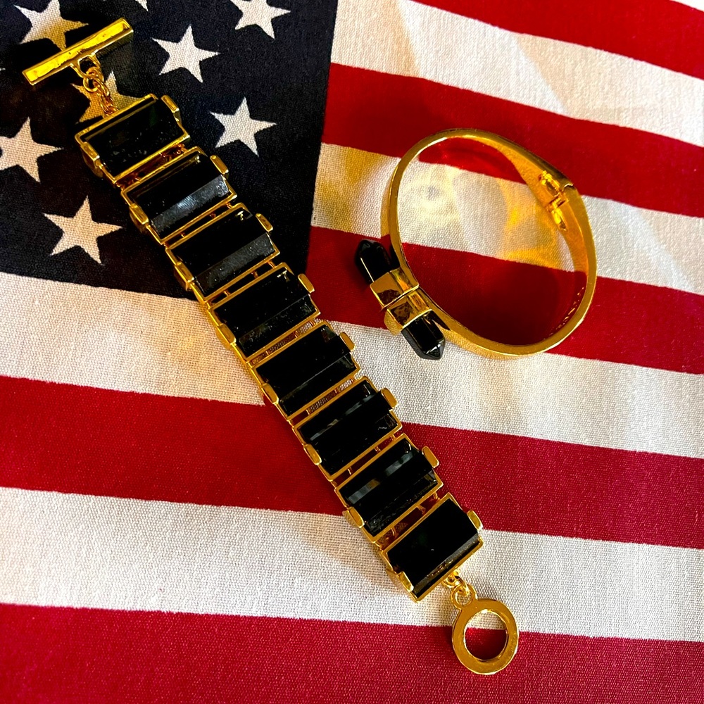 Vince Camuto Black and Gold Bracelets